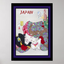 Japan Travel Fine Art Cat en Kimono