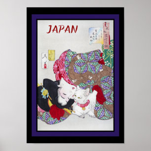 Japan Travel  Fine Art Cat en Kimono Poster