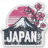 Japan Travel Sticker Design met iconische beziensw (Voorkant)