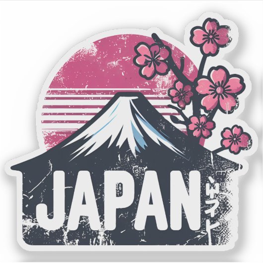 Japan Travel Sticker Design met iconische beziensw (Voorkant)
