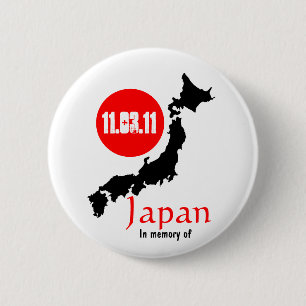 Japan: tsunami aardbeving Sendai Ronde Button 5,7 Cm
