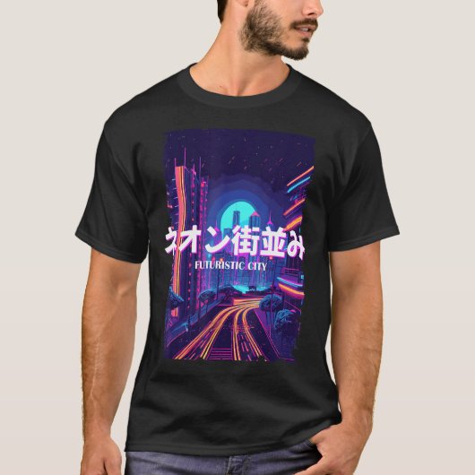 Japan Vaporwave City Futurism Cyber Vaporwave A T-shirt (Voorkant)