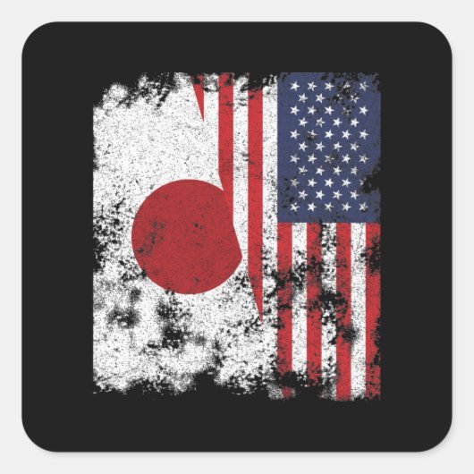 Japan Verenigde Staten vlag - half Amerikaans Vierkante Sticker (Voorkant)