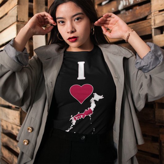 Japan Vertical I Love Japanse Flag Map Women's T-shirt