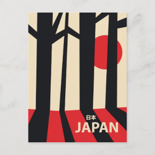Japan vintage bos reisposter. briefkaart