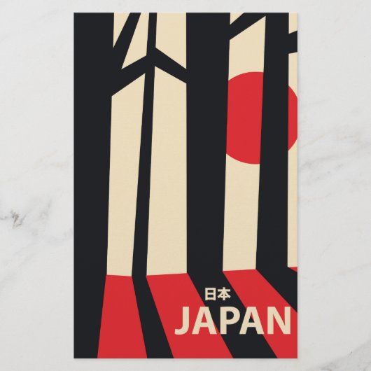 Japan vintage bos reisposter. briefpapier (Voorkant)