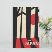 Japan vintage bos reisposter. briefpapier (Staand voorkant)