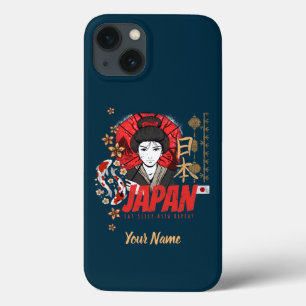 Japan Vintage Geisha met Vlag Koi en Lotus Souveni Case-Mate iPhone Case