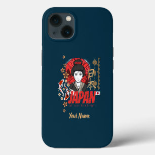 Japan Vintage Geisha met Vlag Koi en Lotus Souveni iPhone 13 Hoesje