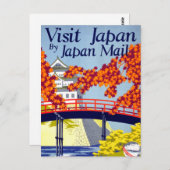 Japan Vintage Travel Poster teruggezet Briefkaart (Voorkant / Achterkant)