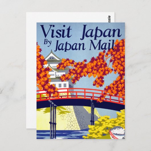 Japan Vintage Travel Poster teruggezet Briefkaart (Voorkant / Achterkant)