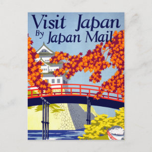 Japan Vintage Travel Poster teruggezet Briefkaart