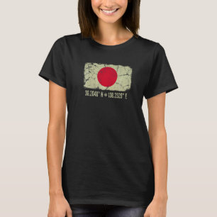 Japan Vlag Coördinaten Mannen Vrouwen Japans Erfgo T-shirt