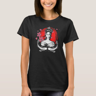 Japan Vlag Geisha Vis Sakura Kersenbloesem Boom T-shirt