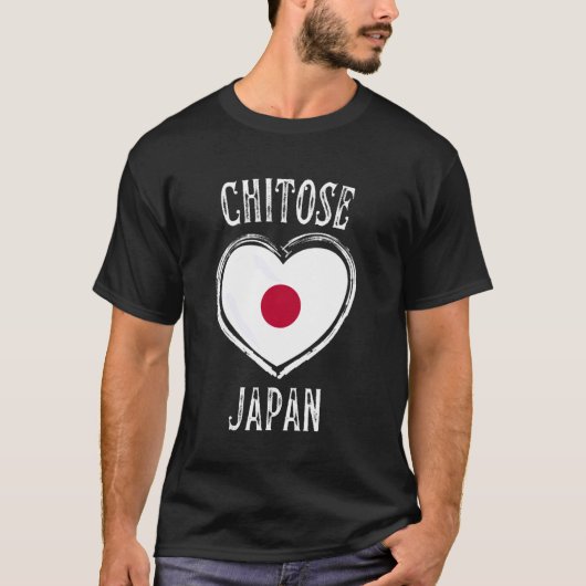 Japan Vlag Hart Chitose Stad T-shirt (Voorkant)
