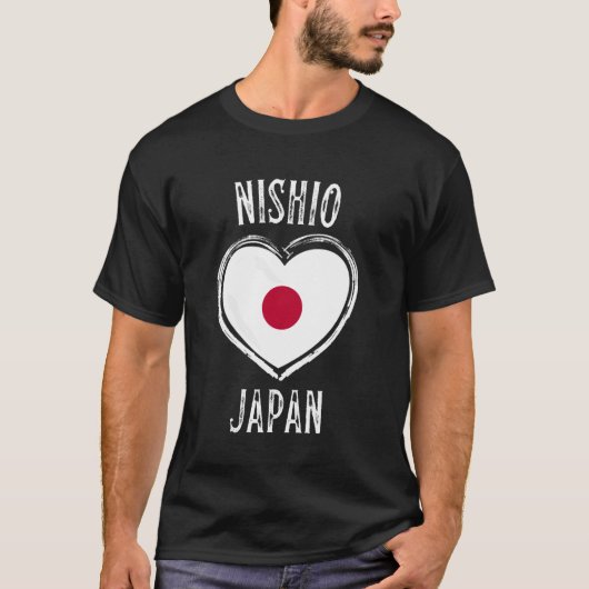 Japan Vlag Hart Nishio Stad T-shirt (Voorkant)