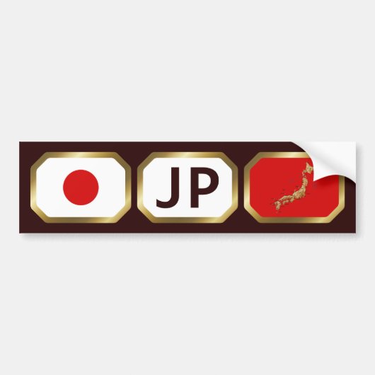 Japan Vlag Landkaart Code Bumpersticker (Voorkant)