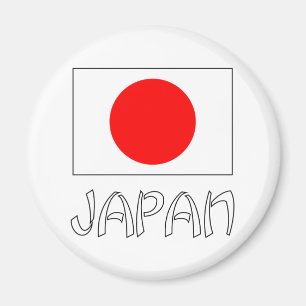 Japan Vlag & Woord Wit Magneet