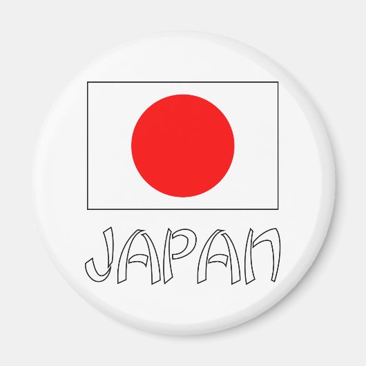 Japan Vlag & Woord Wit Magneet (Voorkant)