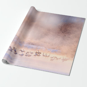 Japan winter natuur. Wildlife scène, sneeuwige nat Cadeaupapier