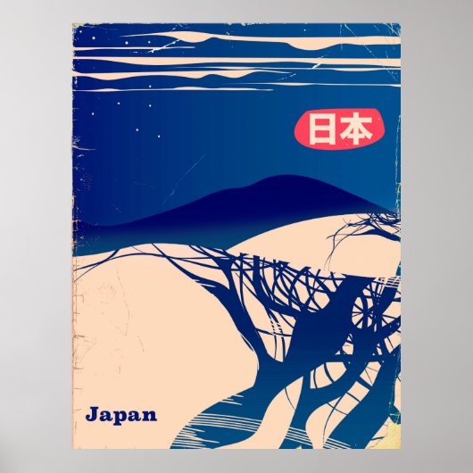 Japan winter Trees poster luchtvaartmaatschappij. (Voorkant)