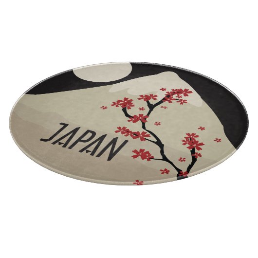 Japan with Mountain Moon and Maple Tree Graphic Snijplank (Hoek)