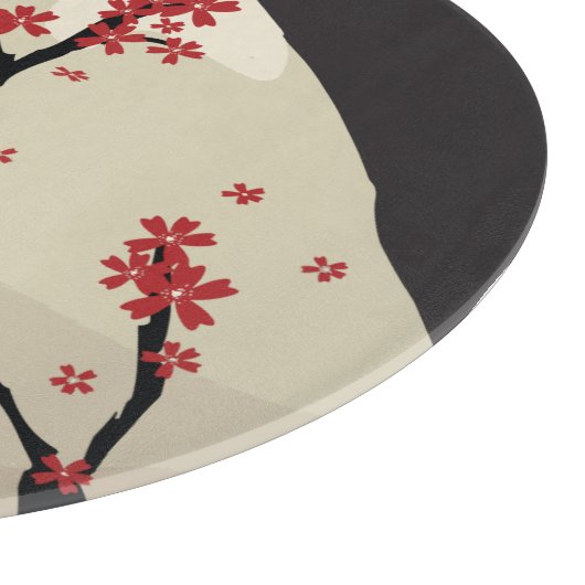 Japan with Mountain Moon and Maple Tree Graphic Snijplank (Hoek)