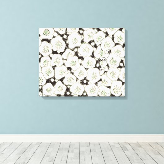 Japan Witte Bloemtuin Canvas Afdruk (Insitu (Houten vloer))