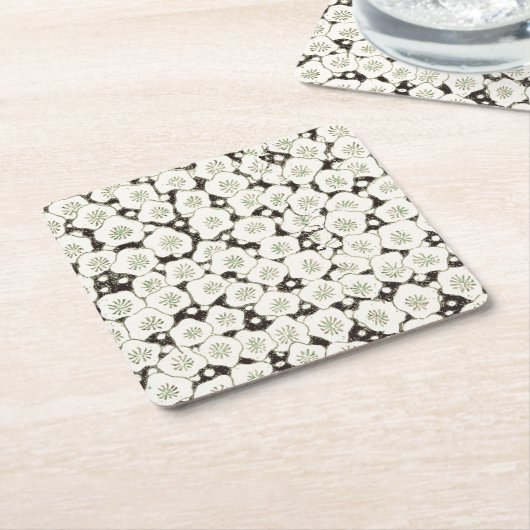 Japan Witte Bloemtuin Kartonnen Onderzetters (Schuin)