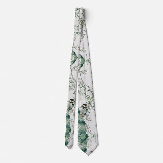 Japan Woodpecker Bird Cherry Tree Blossoms Tie Stropdas (Achterkant)