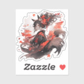 Japan Yokai Art-Fox Girls Sticker (Vel)