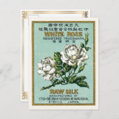  Japan Zijderreclame Witte Rose Briefkaart (Voorkant / Achterkant)