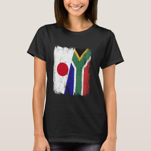 Japan Zuid-Afrika Halve vlag Japans Zuid-Afrika T-shirt (Voorkant)