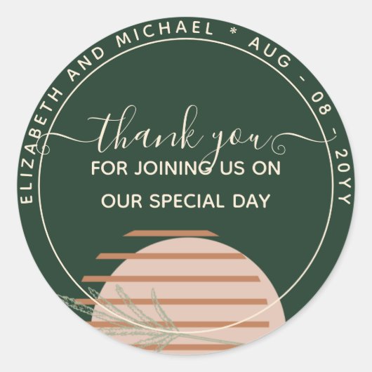 Japandi Abstract Scandinavisch Geometrisch Huwelij Ronde Sticker (Voorkant)