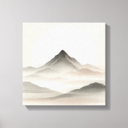 Japandi Abstracte Bergkunst voor Stille Interieurs Canvas Afdruk (Voorkant)