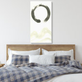 Japandi Abstracte Lijnkunst Afdruk Neutraal Beige Canvas Afdruk (Insitu (Slaapkamer))