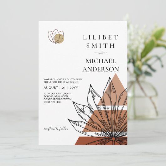 Japandi Abstracte Scandinavische geometrische brui Kaart (Staand voorkant)