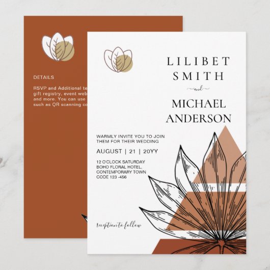 Japandi Abstracte Scandinavische geometrische brui Kaart (Voorkant / Achterkant)