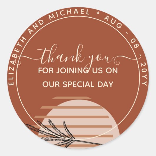 Japandi Abstracte Scandinavische geometrische brui Ronde Sticker (Voorkant)