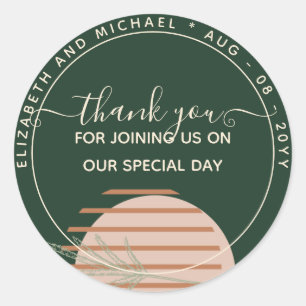 Japandi Abstracte Scandinavische geometrische brui Ronde Sticker