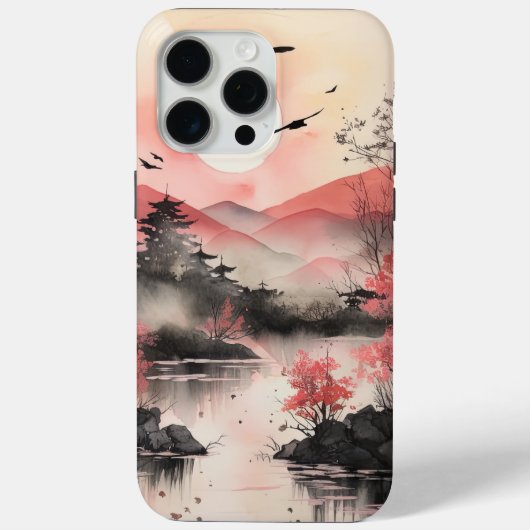 Japandi Aquarel Stijl Waterschap Case-Mate iPhone Case (Achterkant)