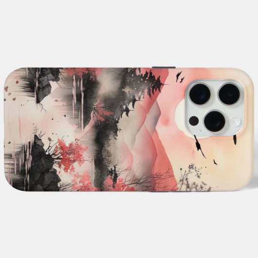 Japandi Aquarel Stijl Waterschap Case-Mate iPhone Case (Achterkant (horizontaal))