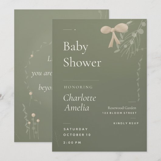 Japandi babyshower uitnodiging (Voorkant / Achterkant)