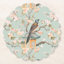 Japandi Bird Cherry Blossoms Papier Onderzetter