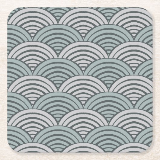 Japandi Boerderij Grijze Golven Hand getrokken Sca Kartonnen Onderzetters (Voorkant)