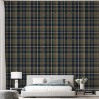 Japandi Farmhouse Plaid in Navy and Olive Behang