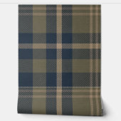 Japandi Farmhouse Plaid in Navy and Olive Behang (Afrollen)