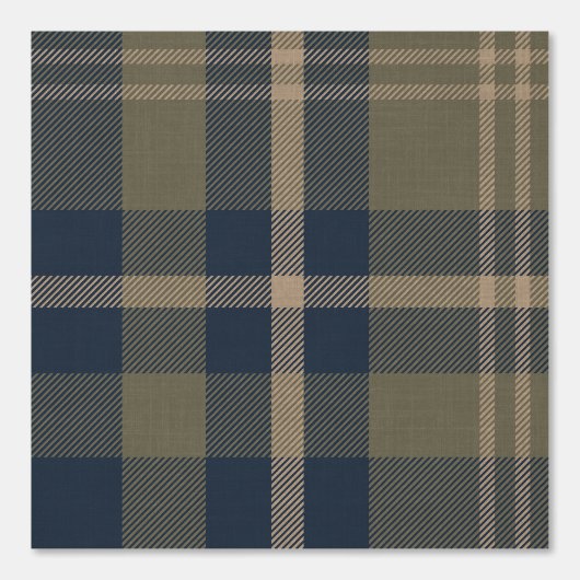Japandi Farmhouse Plaid in Navy and Olive Behang (Voorkant)