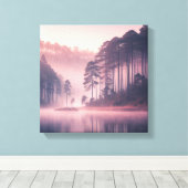 Japandi Fog Lake Sunrise Wall Scene Canvas Afdruk (Insitu (Houten vloer))