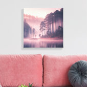 Japandi Fog Lake Sunrise Wall Scene Canvas Afdruk (Insitu (Woonkamer))